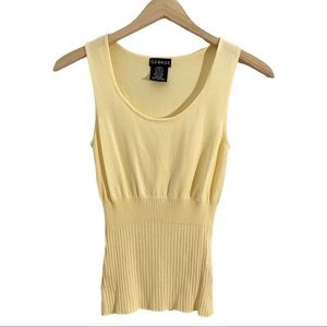 George Warm Lemon Yellow Sleeveless Stretchy Ribbed Top, Size XS/0-2